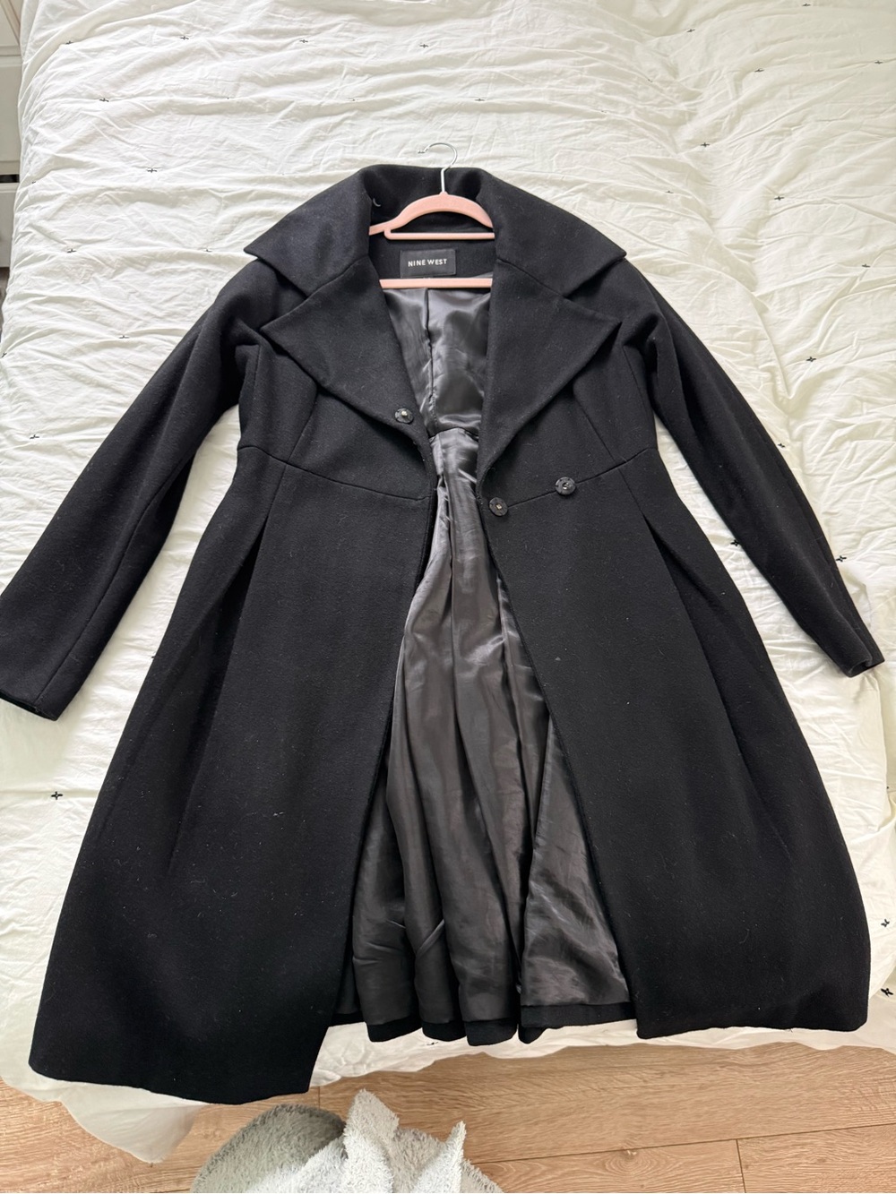 Nine West Black Dress Wool Trench Coat